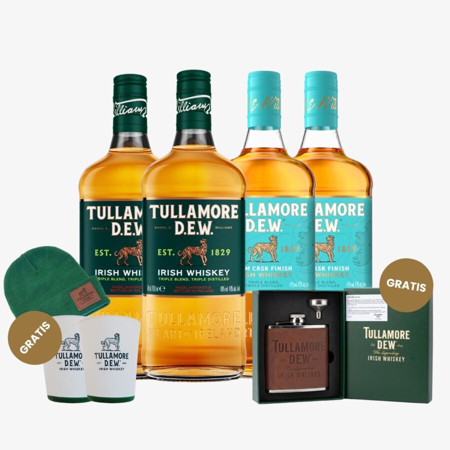Tullamore D.E.W. St. Paddy's Day Paket Irish Whiskey 40% Vol. 2,8l inkl. Premium Flachmann
