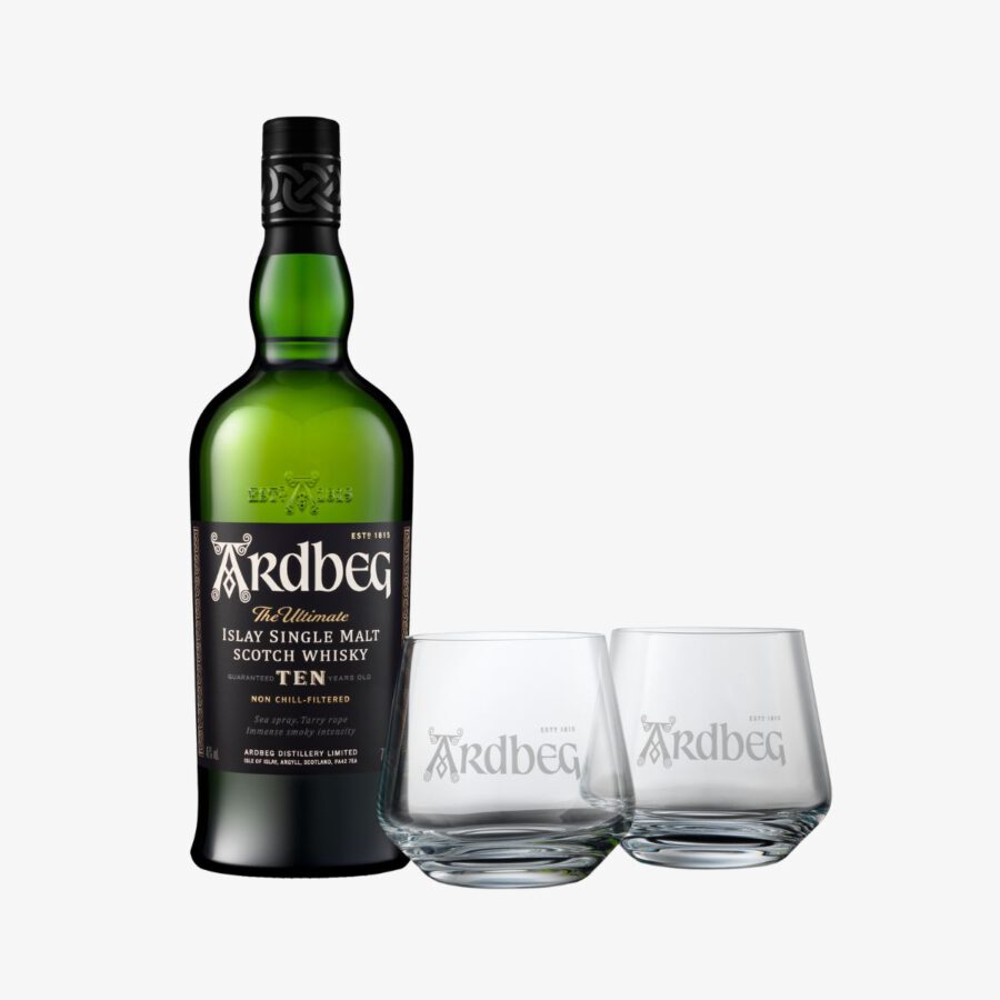 Ardbeg 10 Years Old Giftbox mit 2 Gläsern 46% Vol. 0,7l