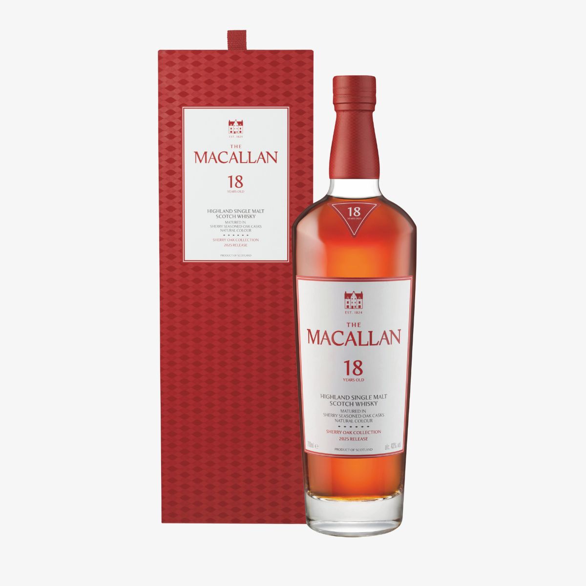 Macallan-18-Years-Sherry-Oak-2025 The Macallan Sherry Oak 18 Jahre 2025 Highland Single Malt Scotch Whisky 43% Vol. 0,7l in Geschenkbox