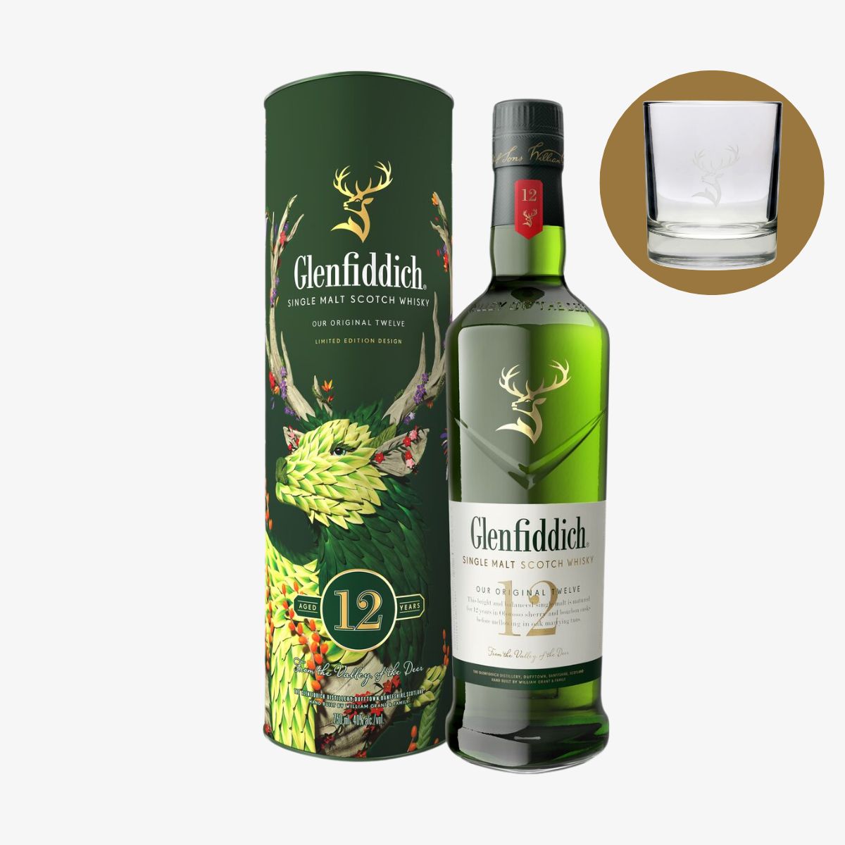 Glenfiddich-12-Festive-Limited-Edition-mit-Glas Glenfiddich 12 Years Limited Festive Design Edition