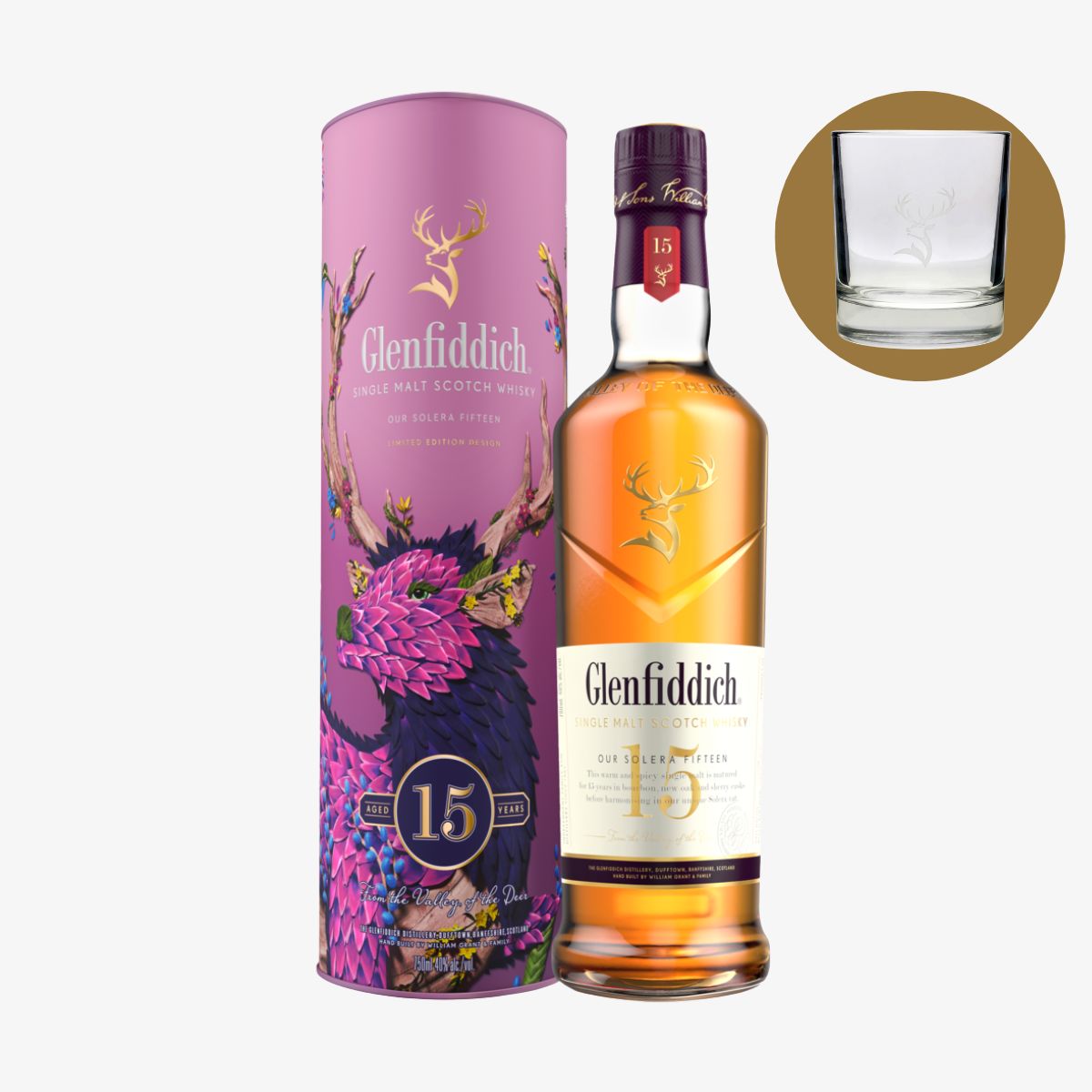 Glenfiddich-15-Festive-Limited-Edition-mit-Glas Glenfiddich 15 Years Limited Festive Design Edition